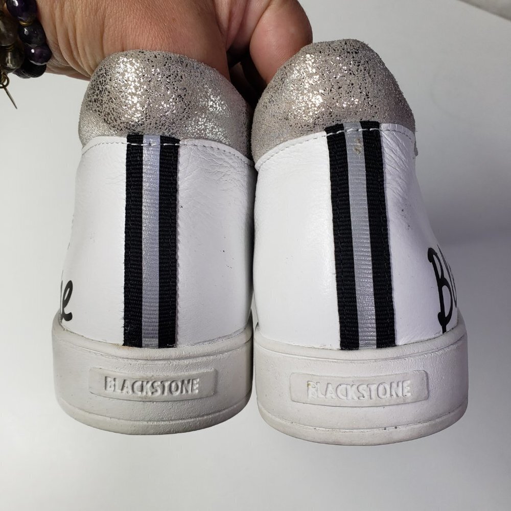 Blackstone RL89 Mid Top Sneaker Sz 40 9 White Logo Metallic Trim Bootie Shoes - Picture 4 of 9